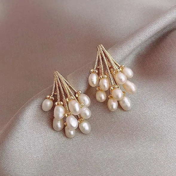 Coral earrings with freshwater pearls Unique Joyas