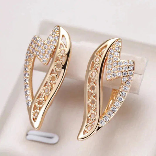 Elegant earrings with zirconia in gold Unique Joyas