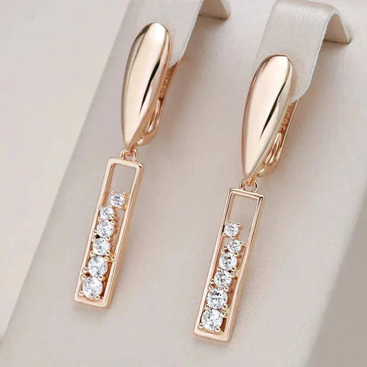 Elegant Rectangular Earrings with Inlaid Zirconia Unique Joyas