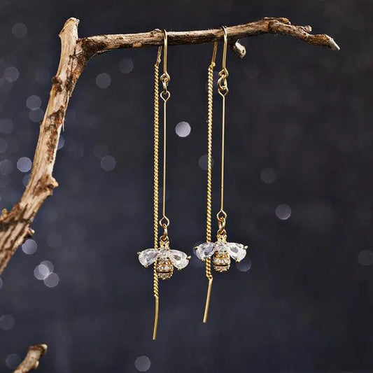 Crystal Bee Dangle Earrings