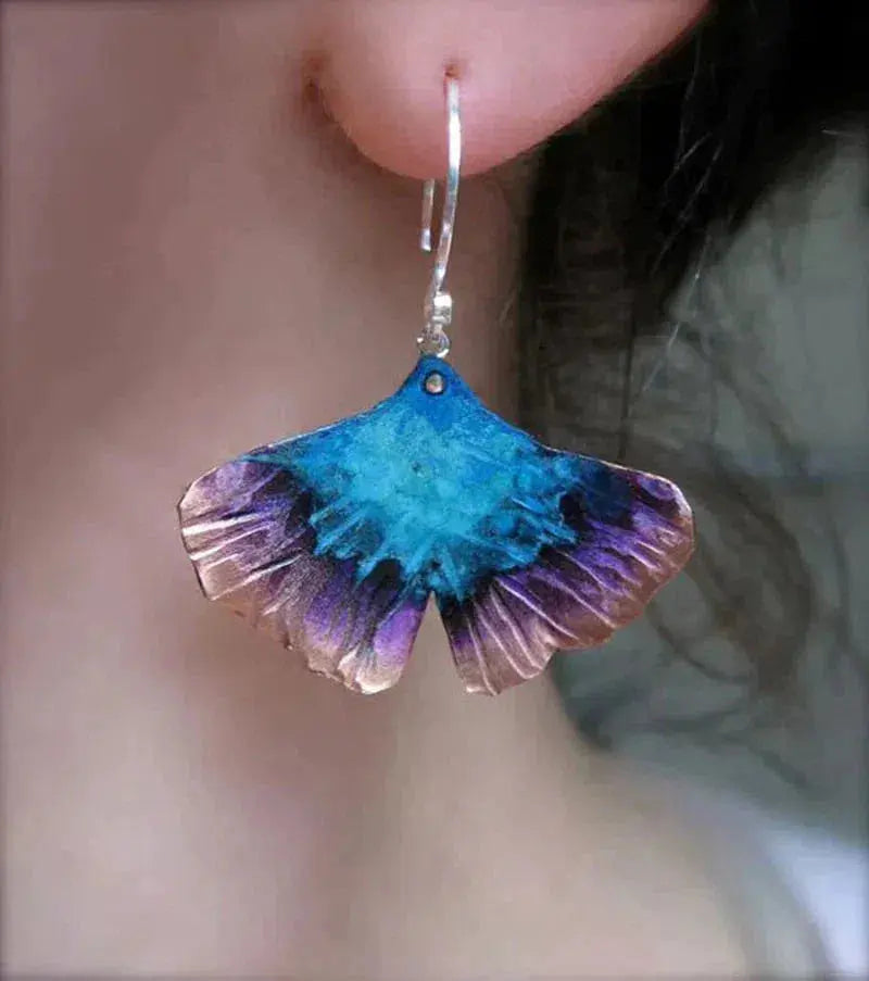 Boho Earrings with Blue Butterfly in Sterling Silver Unique Joyas