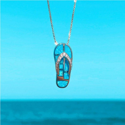 Flip Flop Necklace made of Opal and Silver Unique Joyas