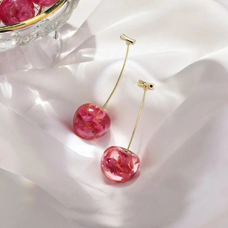 Pink Cherry Luxury Earrings Unique Joyas