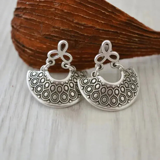 Vintage Silver Crescent Moon Earrings