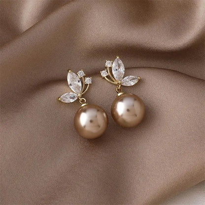 Earrings Exotic Pearls with Gold Crystals Unique Joyas