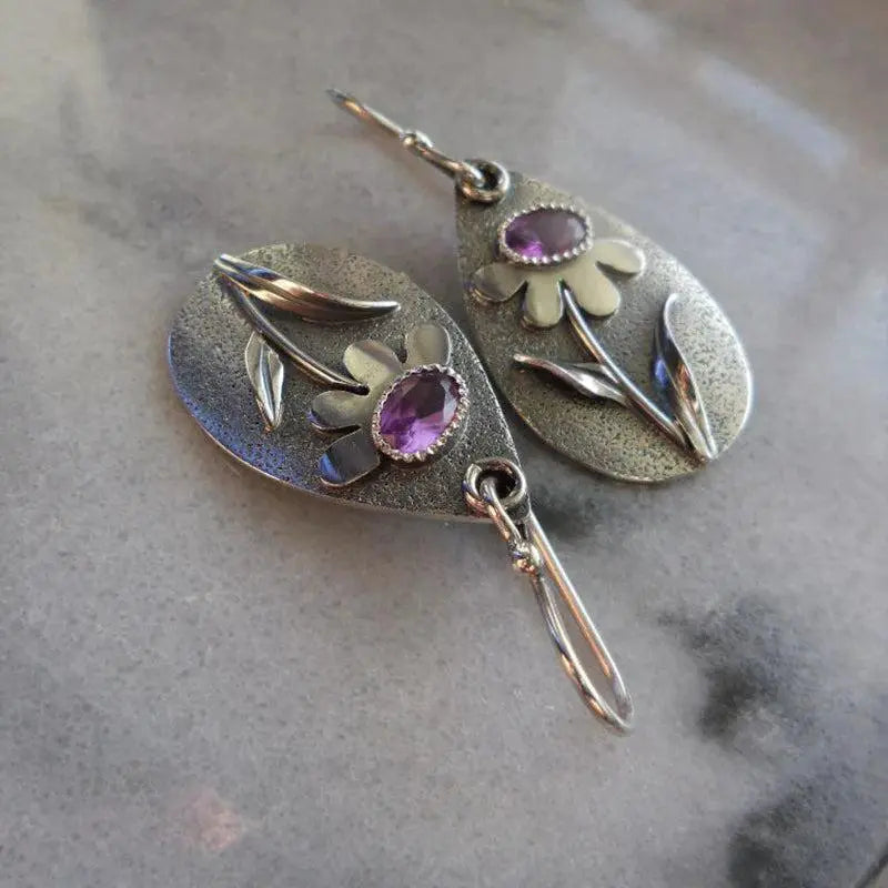 Retro earrings with three-dimensional flowers Unique Joyas