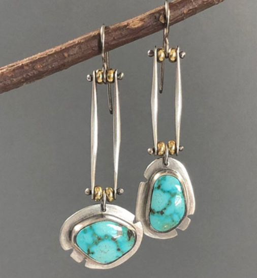 Two-tone Earrings in Turquoise