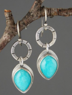 Vintage earrings with turquoise inlay