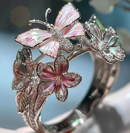 Fashion delicate gold color flower butterfly rings for women party accessories gifts custom jewelry