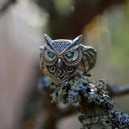 Owl Emerald Ring Unique Joyas