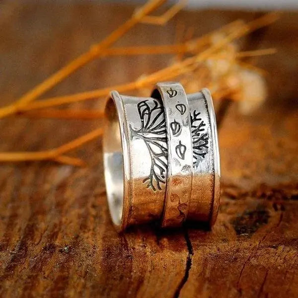 Tree of Life Spinner Meditation Ring Unique Joyas