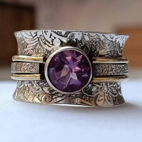 Bohemian Crystal Meditation Ring Unique Joyas