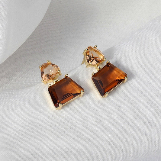 Elegant Desert Crystal Earrings in Gold