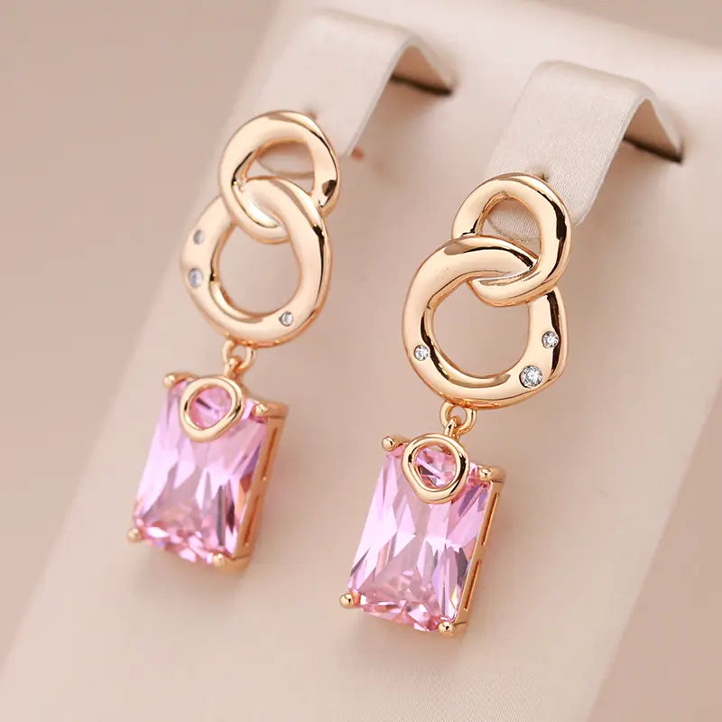 Small earrings with crystals in gold Unique Joyas