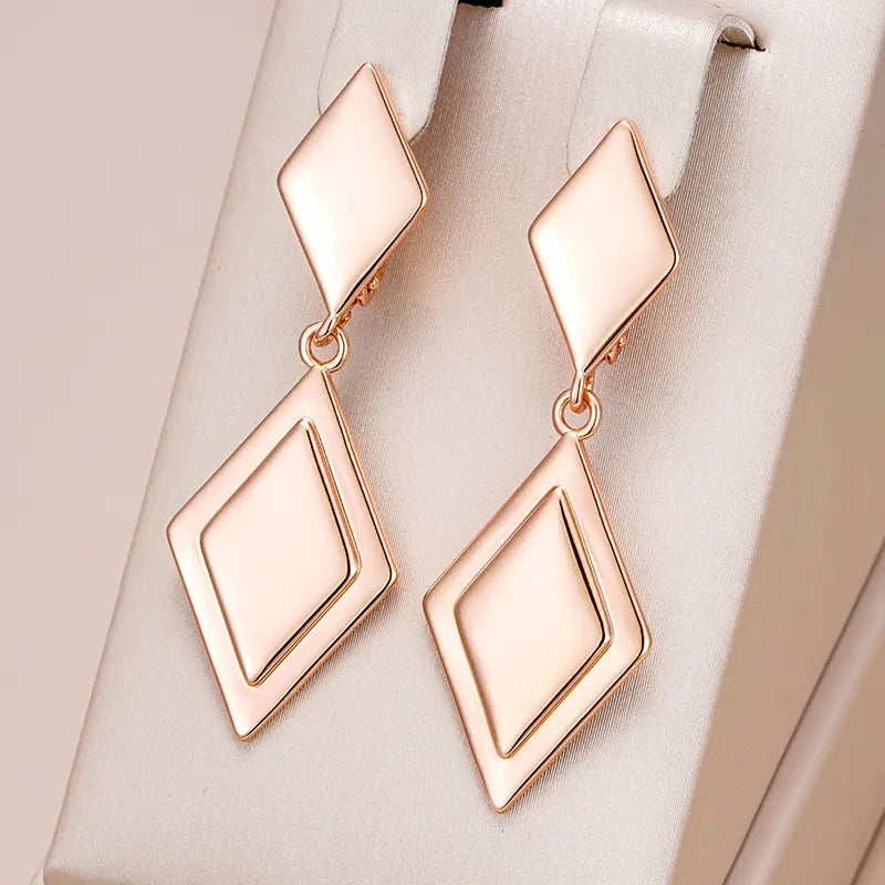 Golden Geometric Plated Earrings Unique Joyas