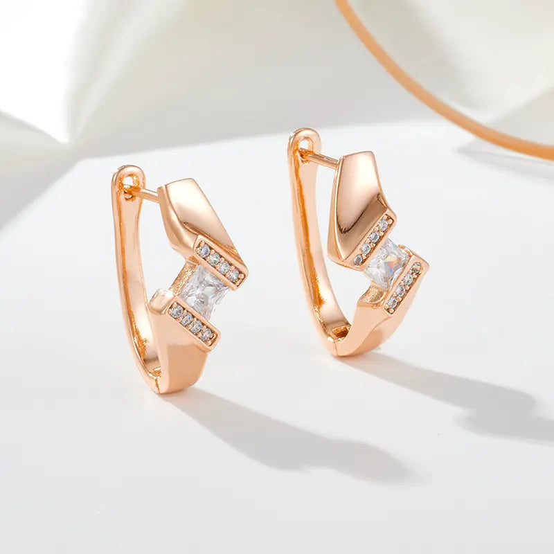 Gold-plated earrings with zirconia in irregular shape Unique Joyas