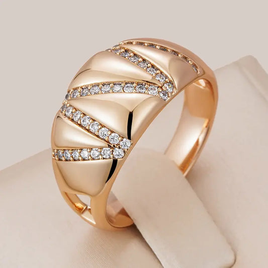 Gold-colored ring with crystal inlays