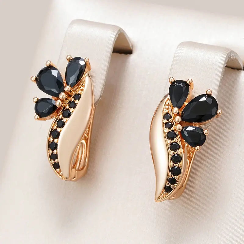 Elegant Black Crystal Earrings Unique Joyas