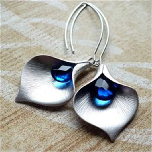 Blue Lotus Earrings in Silver