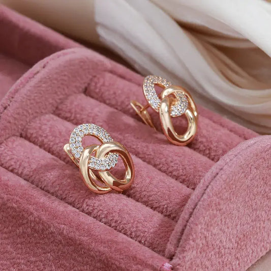 Elegant earrings with cubic zirconia in gold Unique Joyas