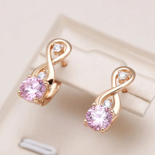 Elegant earrings made of pink zircon Unique Joyas