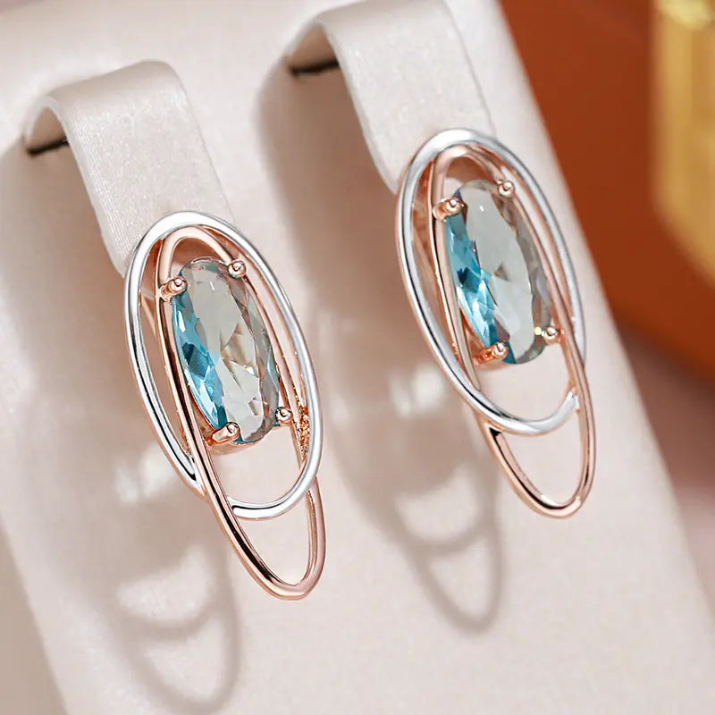 Elegant earrings with turquoise crystals in gold and silver Unique Joyas