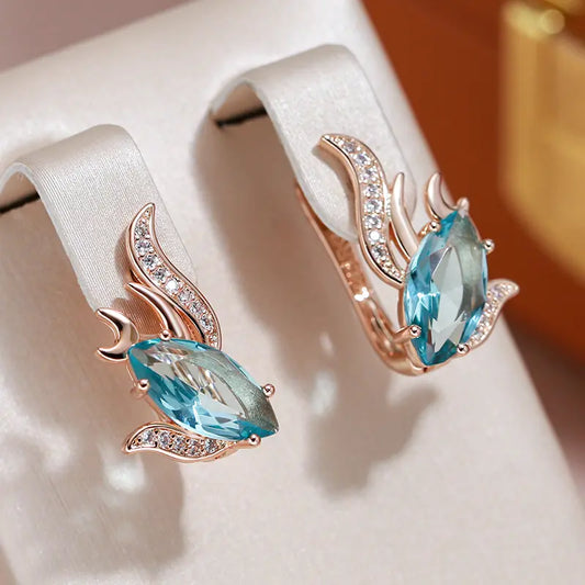 Elegant earrings with turquoise crystals Unique Joyas