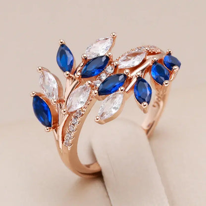 Elegant Ring with Blue Crystal Unique Joyas