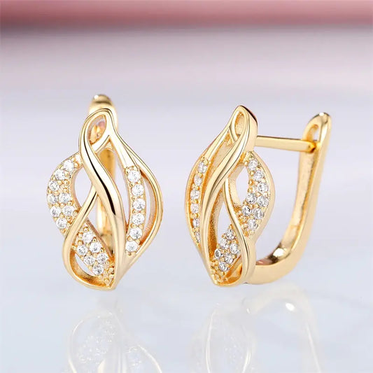 Elegant Gold Shiny Earrings Unique Joyas