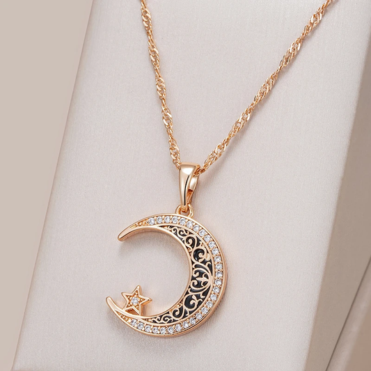 Elegant and Brilliant Moon Necklace