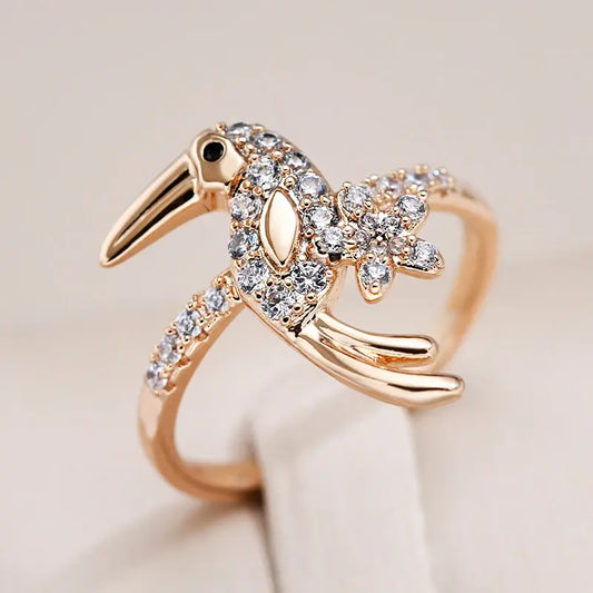 Elegant and sparkling bird ring Unique Joyas