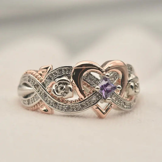 Elegant, shiny heart ring made of rose gold Unique Joyas