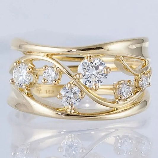 Elegant Gold-Plated Ring with Zirconia Unique Joyas