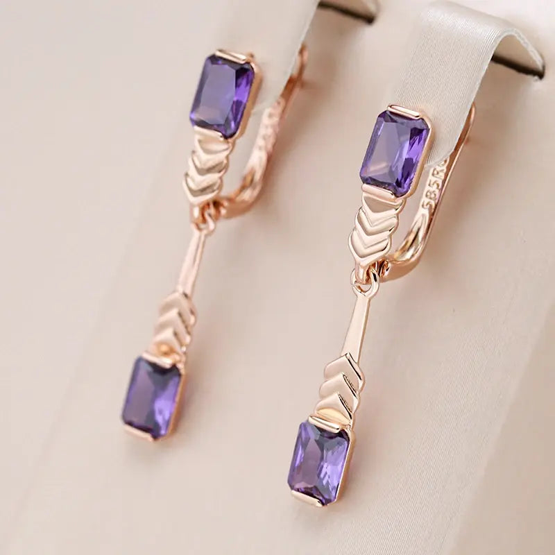 Elegant earrings with crystals in violet Unique Joyas