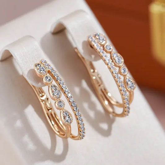 Elegant earrings with zirconia made of gold Unique Joyas