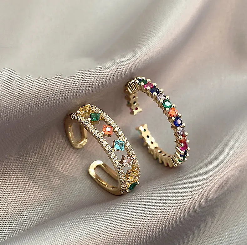 Elegant Multicolor Zirconia Rings Unique Joyas