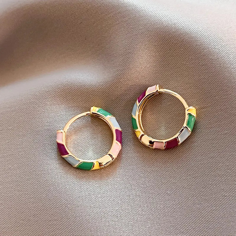 Elegant earrings with multicolored enamel in gold Unique Joyas