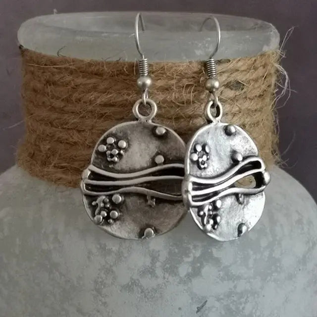 Ethnic Silver Earrings Unique Joyas