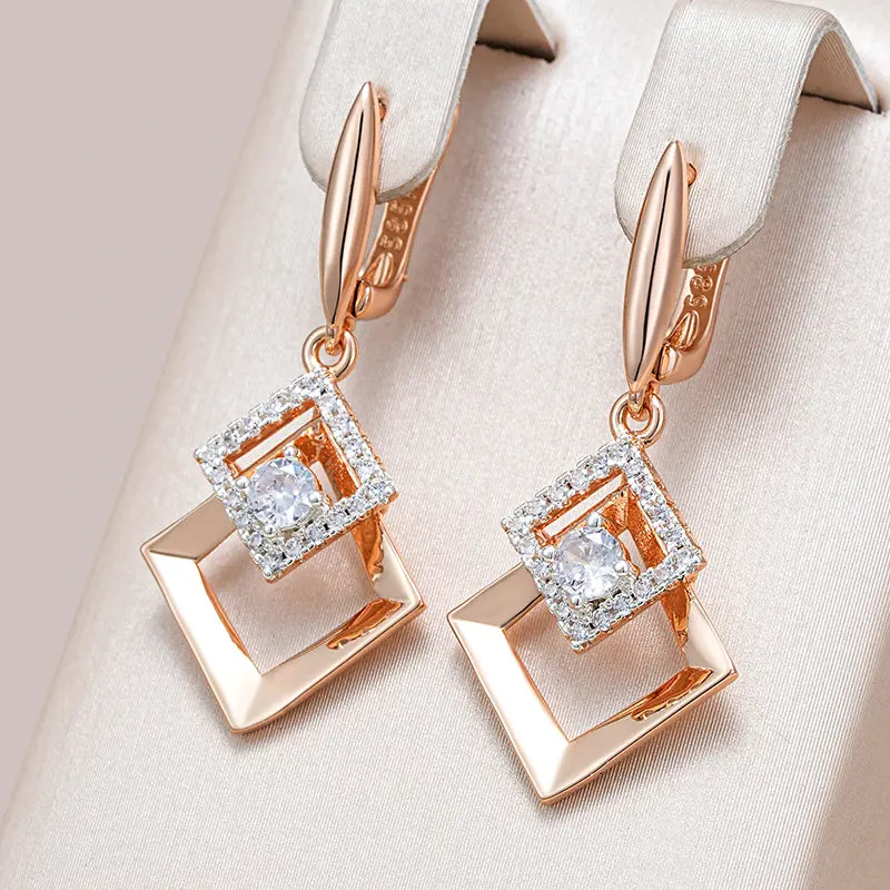 Elegant geometric gold-plated shiny earrings Unique Joyas