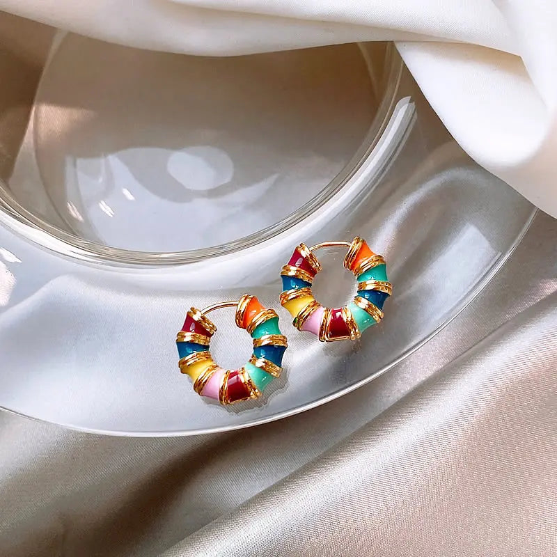 Elegant earrings with multicolored enamel Unique Joyas