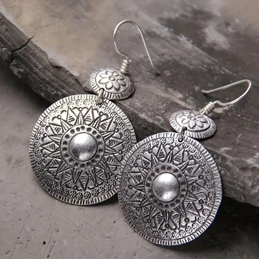 Vintage Silver Mandala Earrings