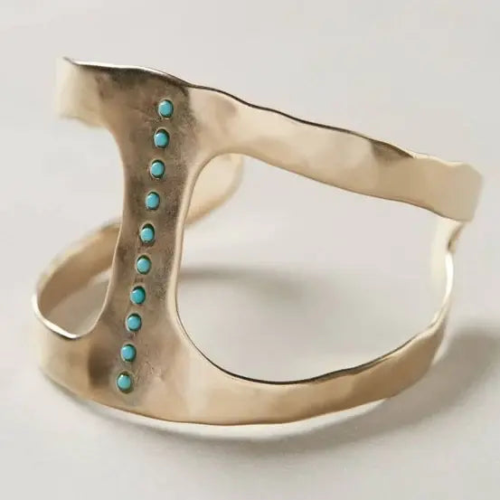 Silver-plated vintage ring with turquoise dots Unique Joyas