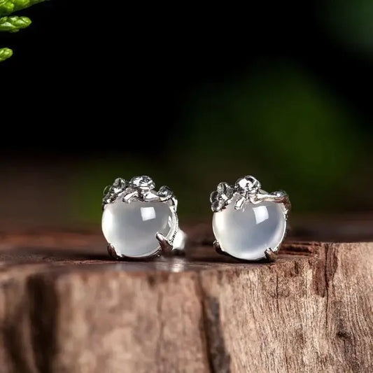 Vintage Moon Crystal Ball Earrings