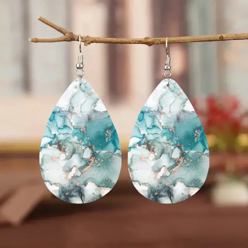 Vintage Earrings made of Blue and White Stone