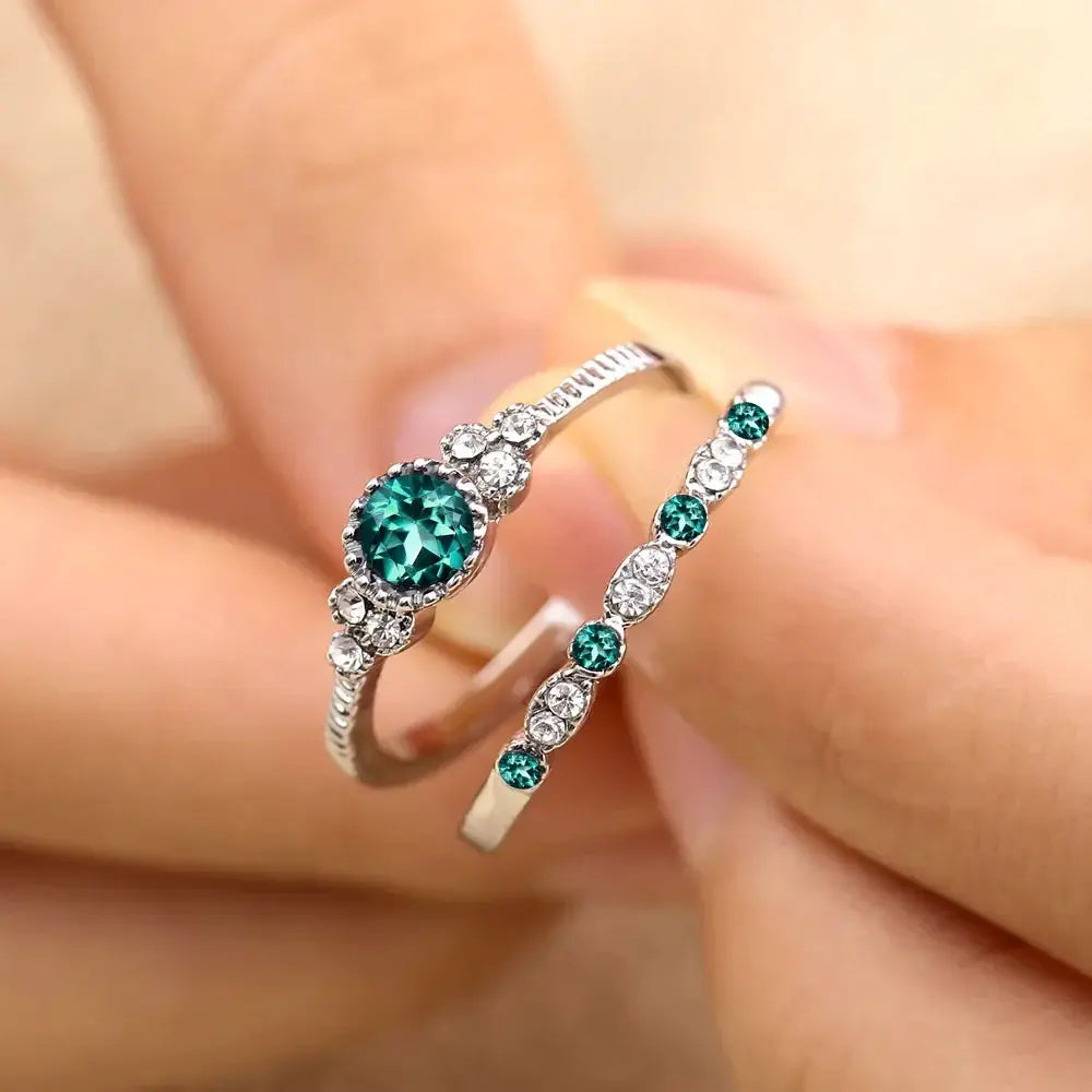 Elegant ring with zirconia in green silver Unique Joyas