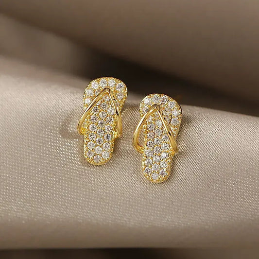 Gold Glitter Flip-Flop Earrings