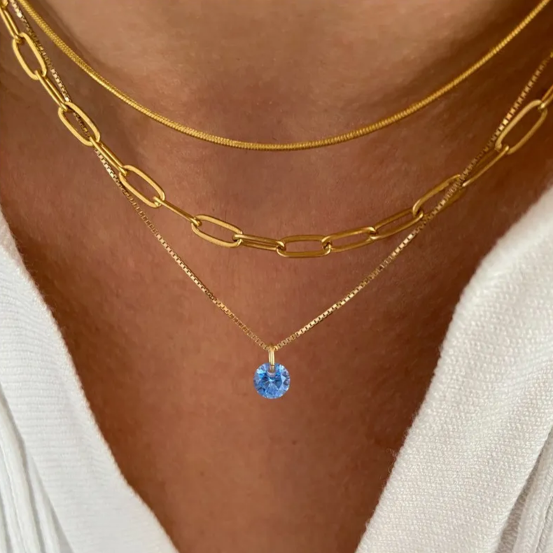 Vintage necklace with blue zirconia