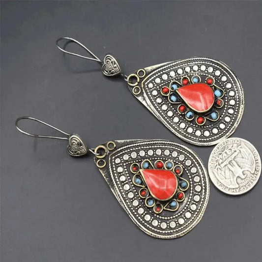 Vintage Red Mandala Earrings