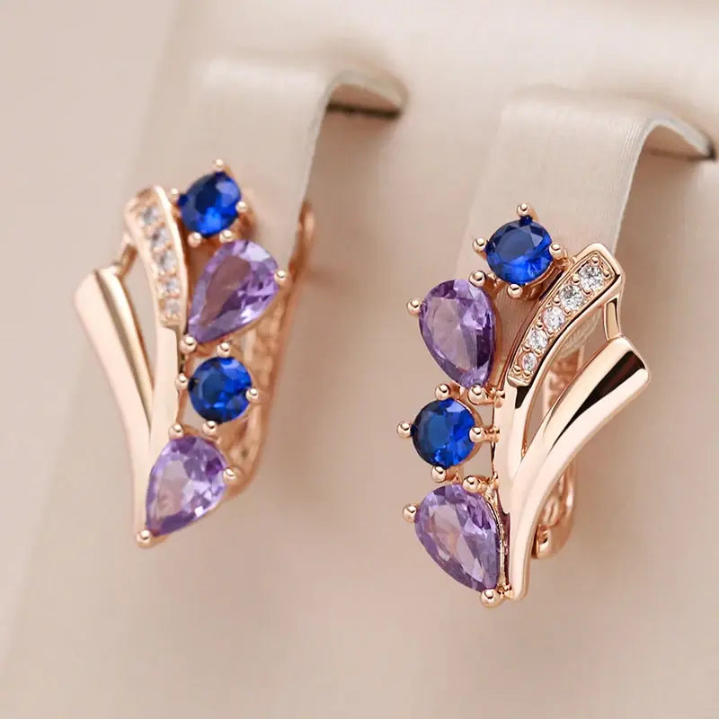 Elegant earrings made of purple zirconia Unique Joyas