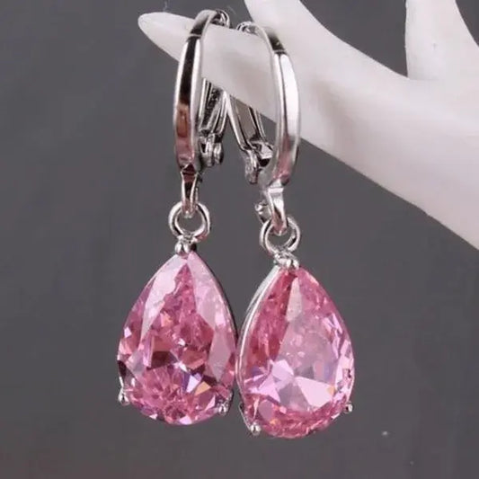 Elegant Pink Crystal Earrings Unique Joyas